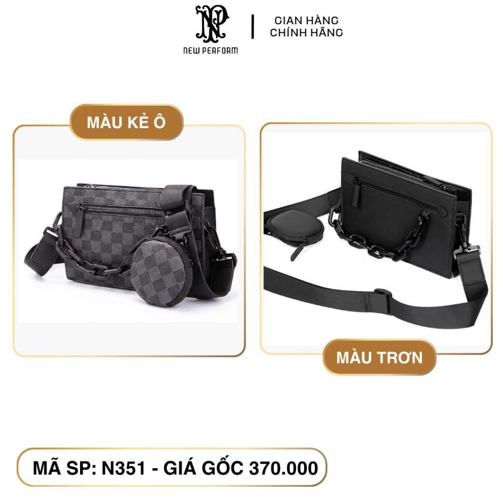 Túi Đeo Chéo Phối xích kèm túi tròn 25cm Fullbox New Perform -f351