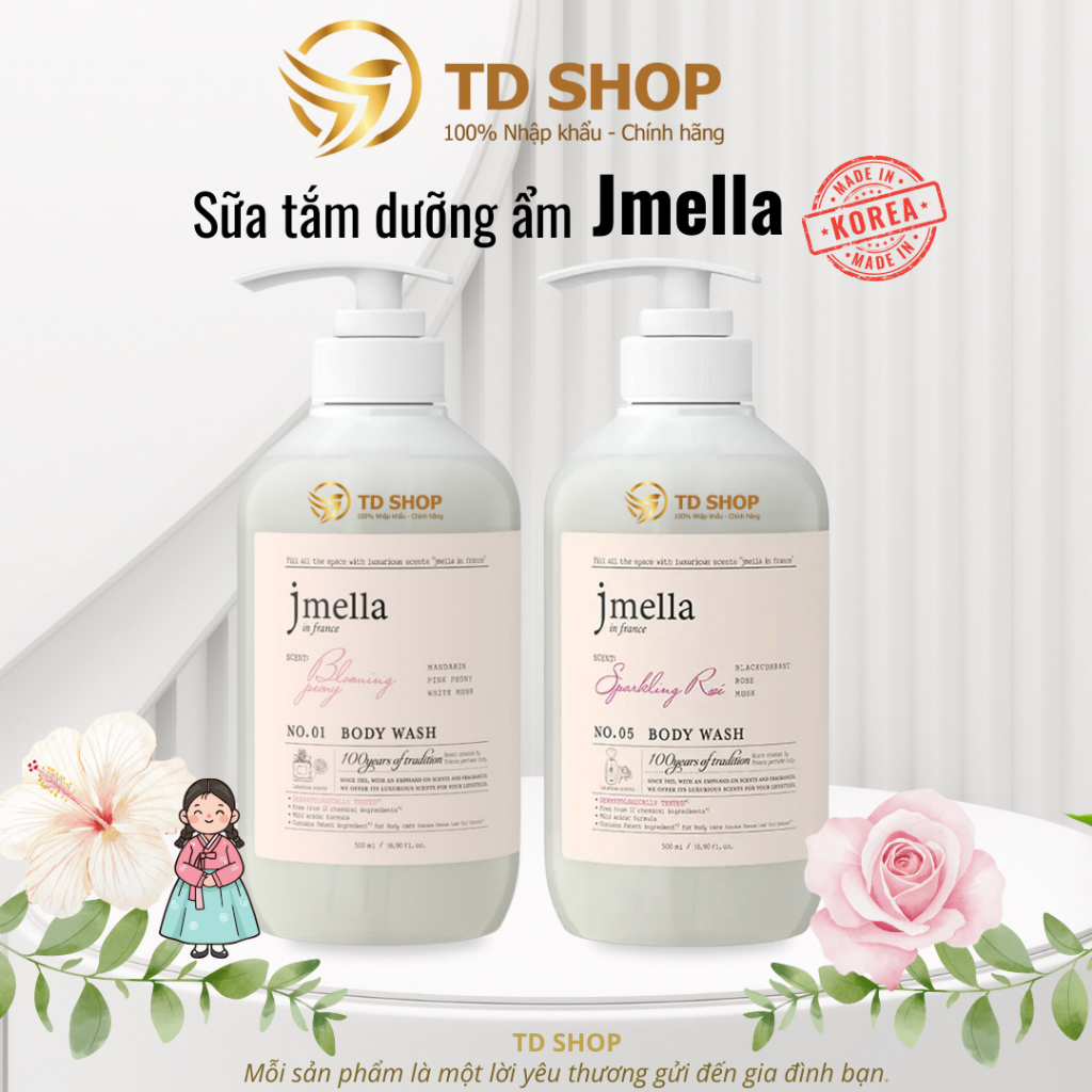 [NK Hàn Quốc] Sữa Tắm Jmella Dưỡng Ẩm Hương Nước Hoa (nhiều mùi hương) 500ml - TD Shop