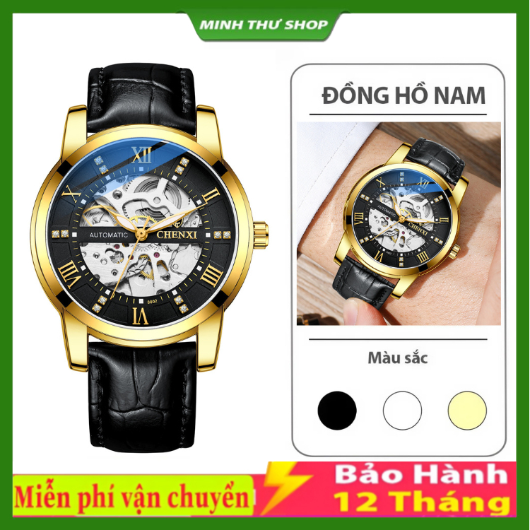 Đồng hồ cơ nam Chính hãng Chenxi 8802 dây thép cao cấp máy cơ tự động , thiết kế thời trang trẻ trun