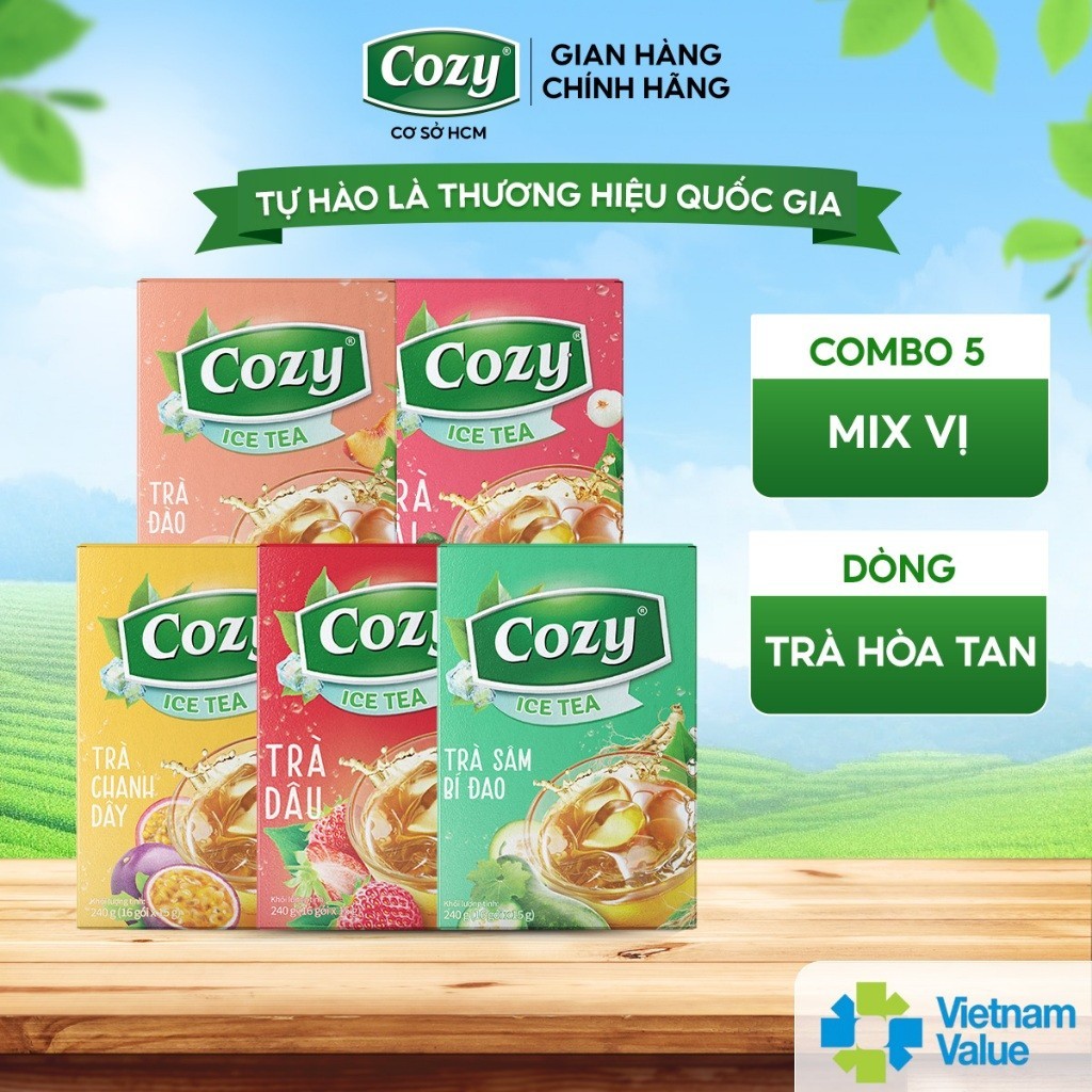 [3.3 HANNAH OLALA] CB5 Hộp Trà Cozy Hòa Tan Vị Đào, Dâu, Vải ,Chanh Dây, Chanh, Sâm Bí Đao Giải Nhiệ