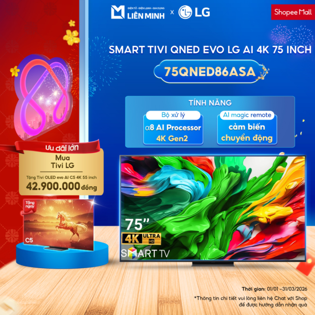 86QNED86ASA (86 Inch) / 75QNED86ASA (75 Inch)  - Smart Tivi LG QNED Evo AI Mini LED 4K [GIÁ MÁY]