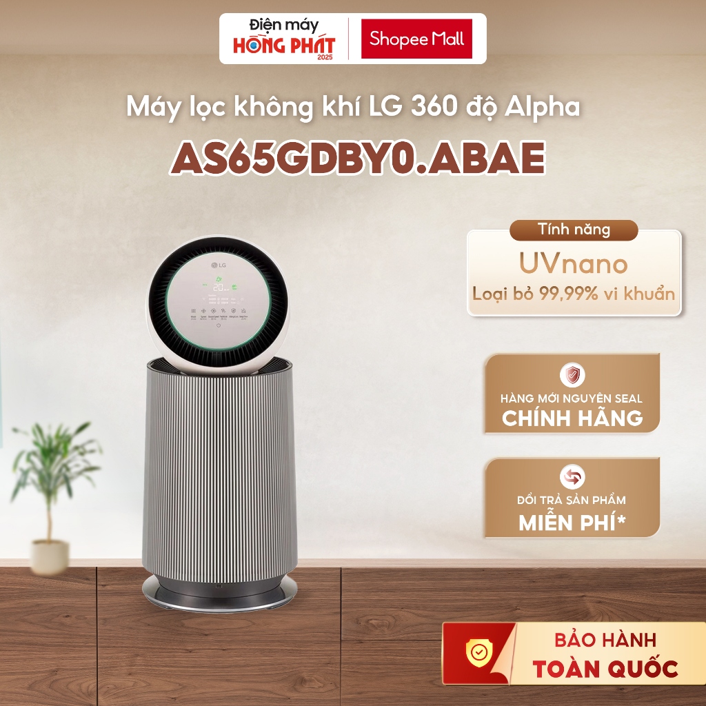 Máy Lọc Không Khí LG PuriCare360 Alpha PET Lọc Không Khí 360˚ - AS65GDBY0.ABAE [GIAO TOÀN QUỐC]