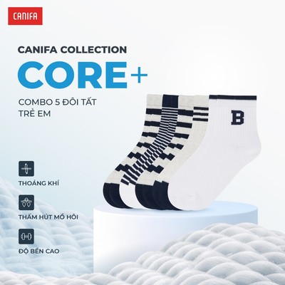 Combo 5 tất unisex trẻ em CANIFA cổ thấp chất liệu co giãn thấm hút tốt PS25 3AX25A002