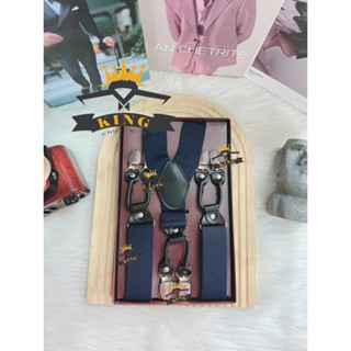 Dây đai chữ Y nam KING caravat dây đeo yếm quần 6 kẹp bản 3.5cm cao cấp co giãn tốt style nam tính thanh lịch M04