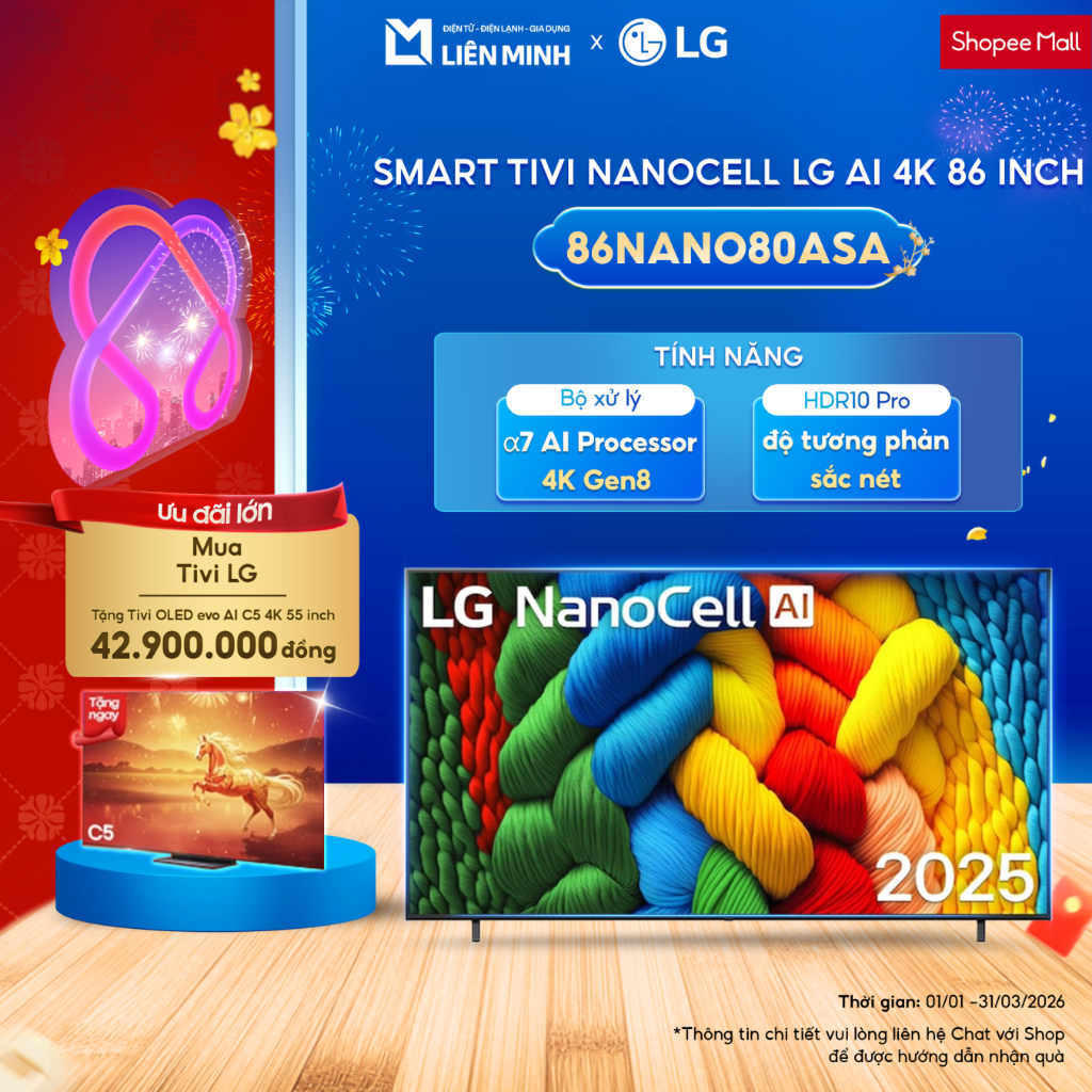 86NANO80ASA 86 Inch | 75NANO80ASA 75 Inch - Smart Tivi NanoCell LG AI 4K [SHIP 0Đ HCM]