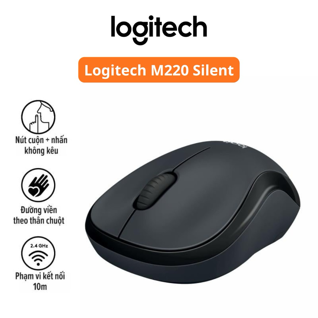 Chuột Không Dây Logitech M220 Silent – Hàng Chính Hãng, Chuẩn Văn Phòng, Không Gây Tiếng Ồn
