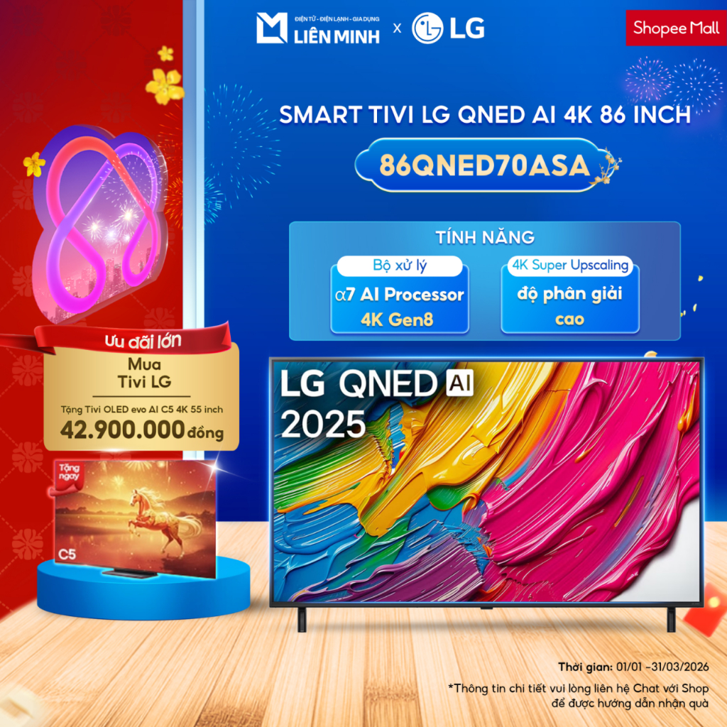 86QNED70ASA - Smart Tivi LG QNED AI 4K 86 Inch 86QNED70ASA - Bảo Hành Chính Hãng