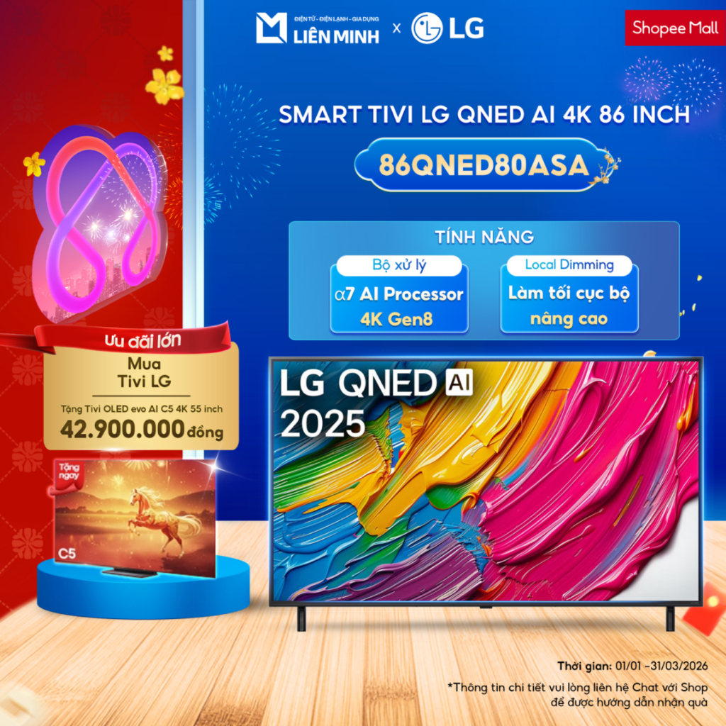 86QNED80ASA - Smart Tivi LG QNED AI 4K 86 Inch 86QNED80ASA - Bảo Hành Chính Hãng