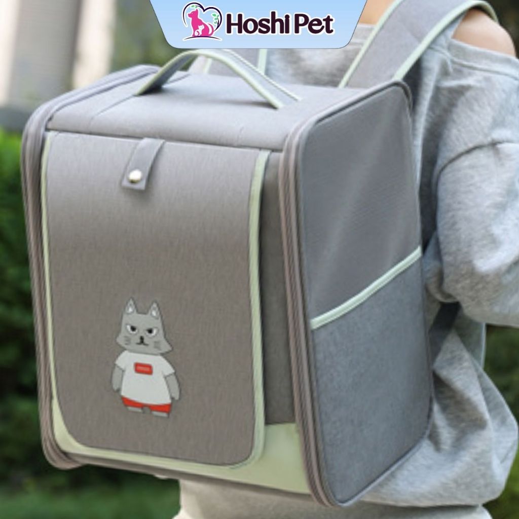 Balo đựng chó mèo thoáng khí Hoshi Pet BL23- Balo vuông vận chuyển thú cưng tiện lợi