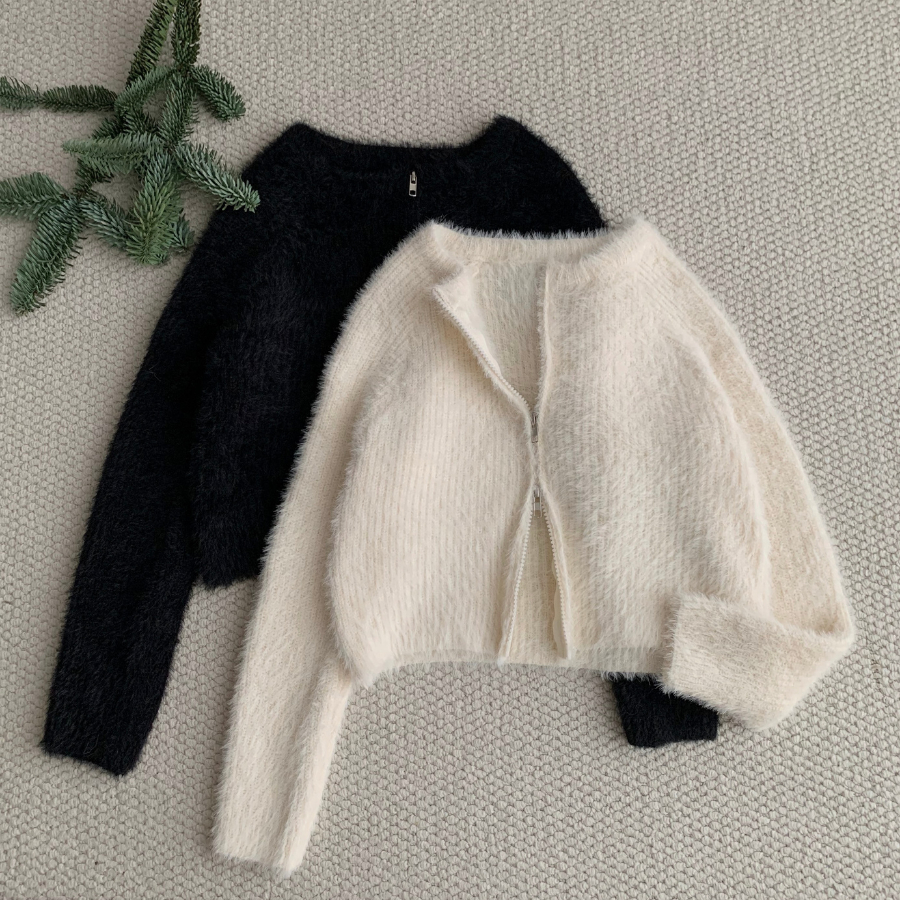 ÁO LEN CARDIGAN CROPTOP FORM RỘNG CHẤT LEN LÔNG THỎ - HUNI - 10954 - JEMCLOSET