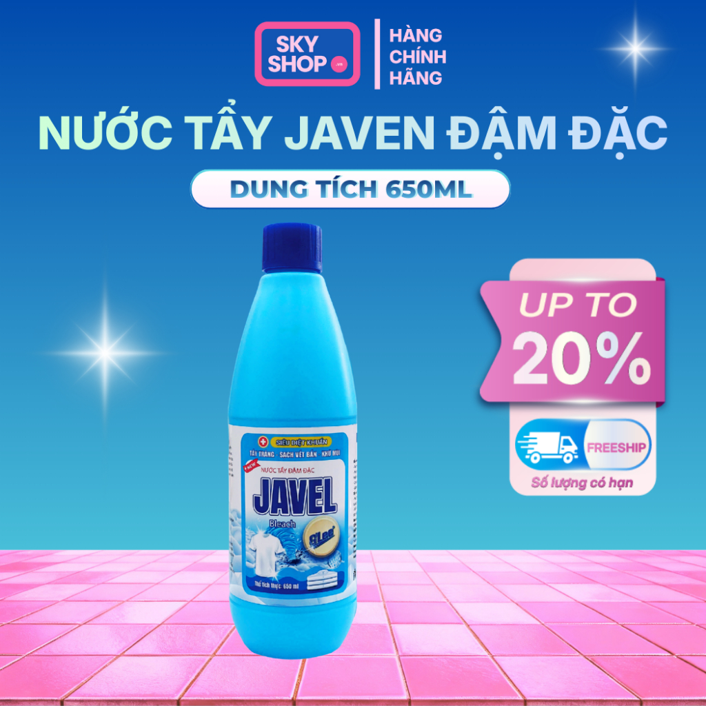 Nước Tẩy Quần Áo Đậm Đặc Javen GLee Tẩy Mọi Vết Bẩn và Diệt Khuẩn Hiệu Quả - Chai 650ml