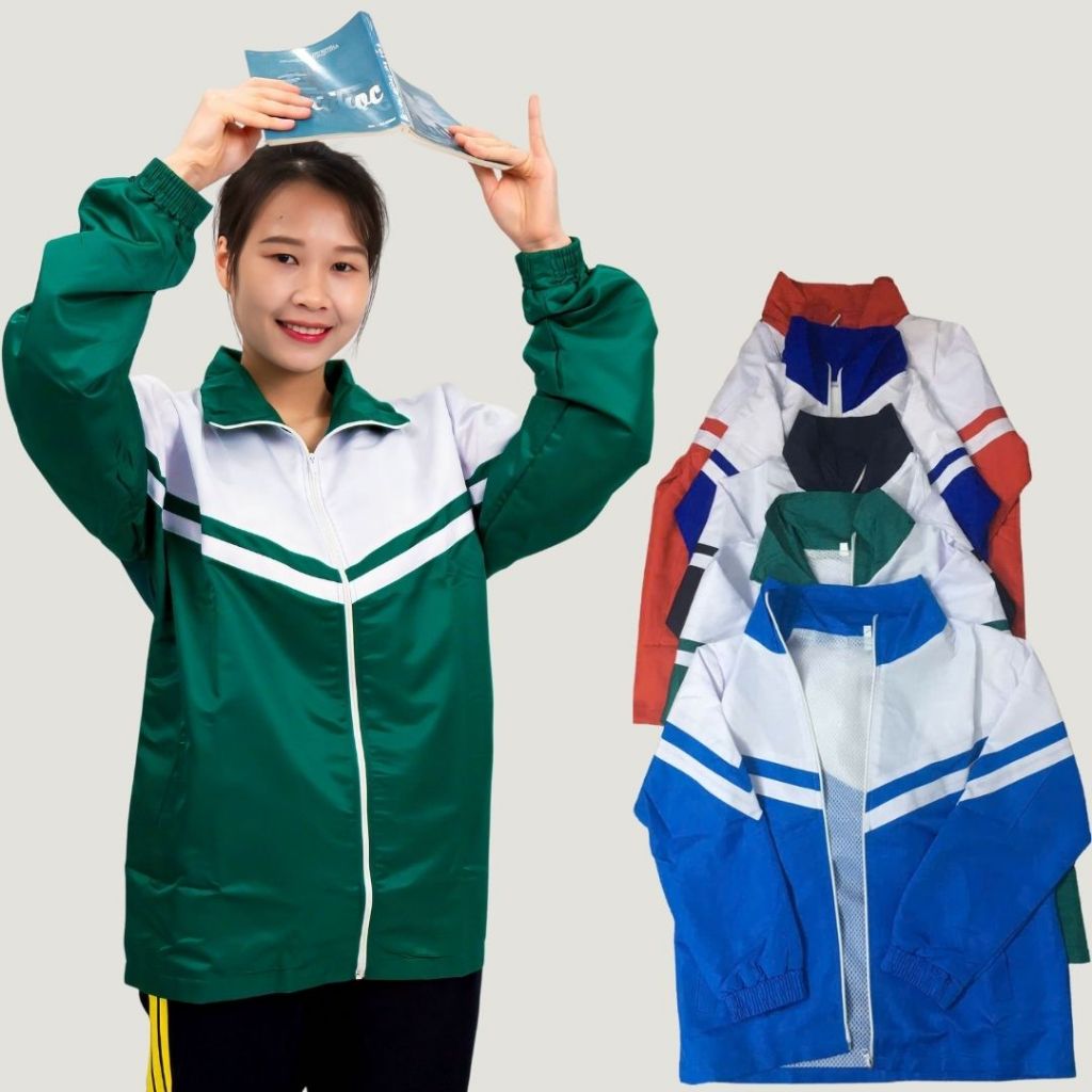 ÁO KHOÁC GIÓ 2 LỚP LÓT LƯỚI ĐỒNG PHỤC HỌC SINH PHA CHÉO CÁNH DƠI 5 MÀU CHO HỌC SINH SINH VIÊN