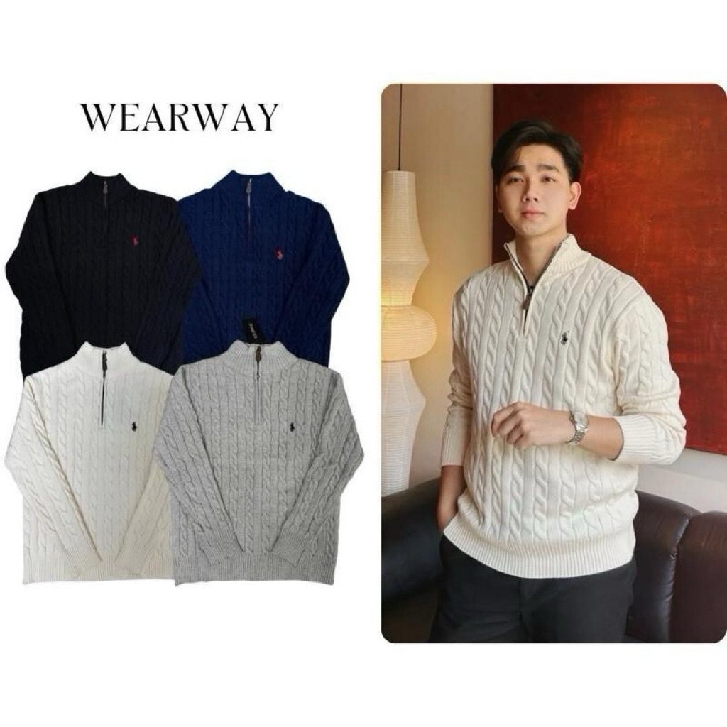 [ XẢ KHO ] Áo Len Ngựa Half Zip Vặn Thừng By Wearway Chất Len Lông Thỏ Loại 1 Nam Nữ Menswear