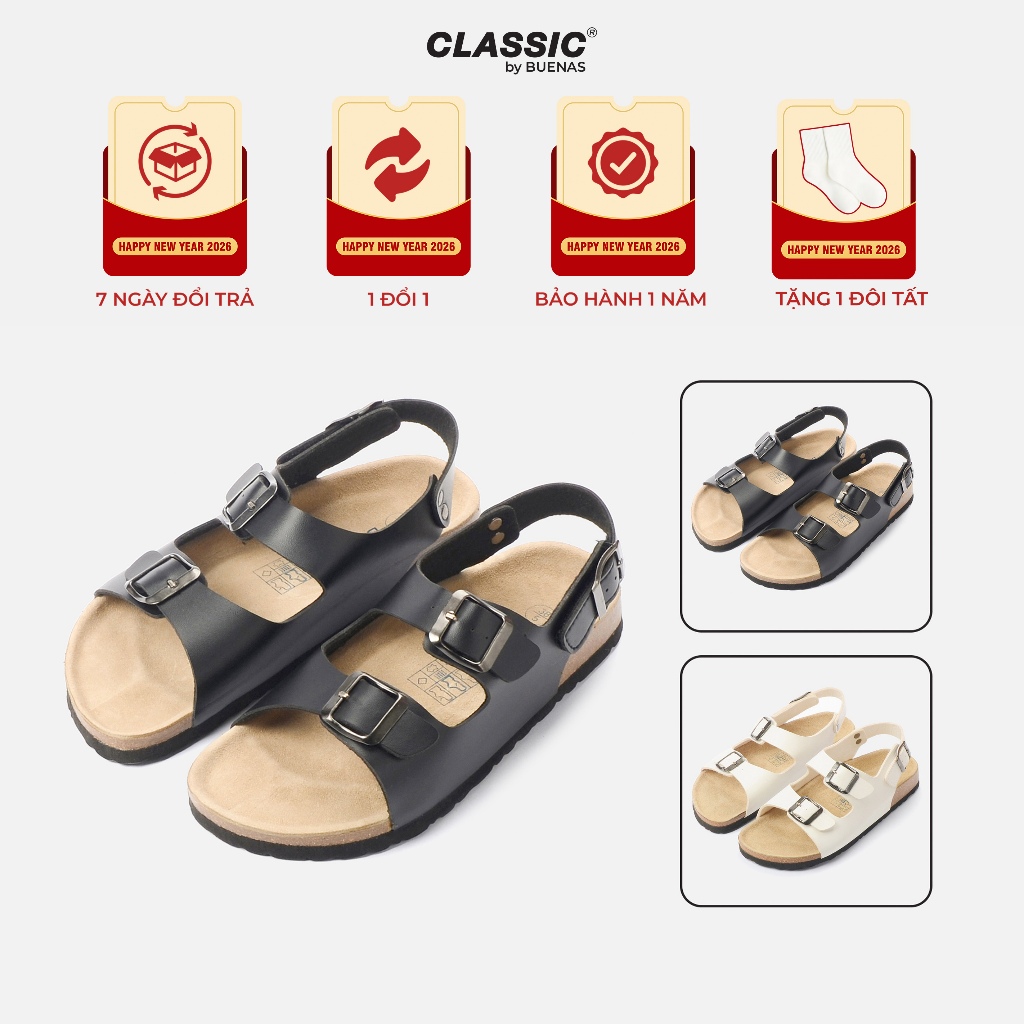 Dép đế trấu nam nữ BU01 unisex sandal birken xỏ ngón Buenas - BU01 sandal