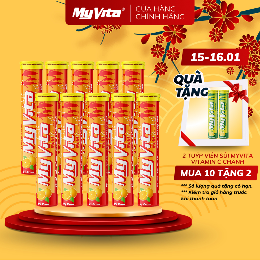 Combo 10 viên sủi vitamin C, B và khoáng chất - TPBVSK MyVita Multi, hỗ trợ tăng sức đề kháng cơ thể