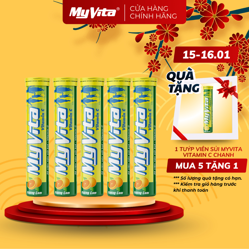 Combo 5 viên sủi Vitamin C - TPBVSK MyVita Vitamin C hương cam, hỗ trợ tăng đề kháng cho cơ thể