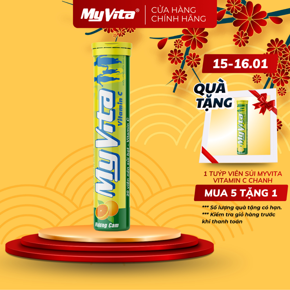 Viên sủi Vitamin C - TPBVSK MyVita Vitamin C hương cam, hỗ trợ tăng đề kháng cho cơ thể
