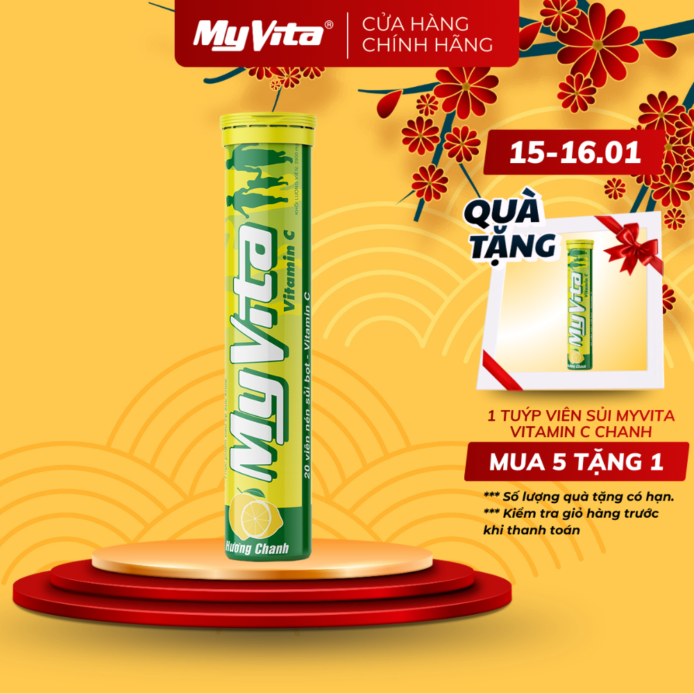 Viên sủi Vitamin C - TPBVSK MyVita Vitamin C hương chanh, hỗ trợ tăng đề kháng cho cơ thể
