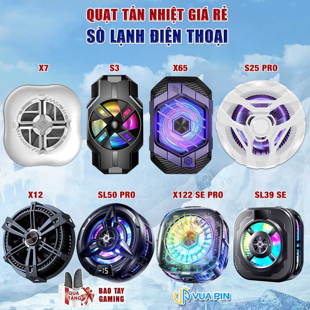 Quạt tản nhiệt điện thoại S2 / S3 / J42 / X12 Plus / X65 / SL50 Pro sò lạnh siêu rẻ Led RGB Gaming h
