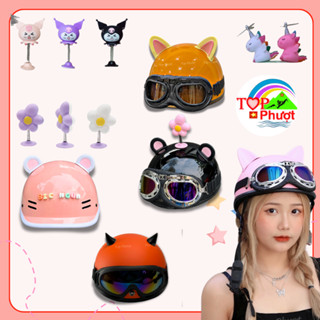 Tai mèo Hoa Sừng nhỏ Chong chóng gắn mũ bảo hiểm, gắn xe máy, gắn ô tô phụ kiện xe, trang trí bàn học siêu cute Tặng keo