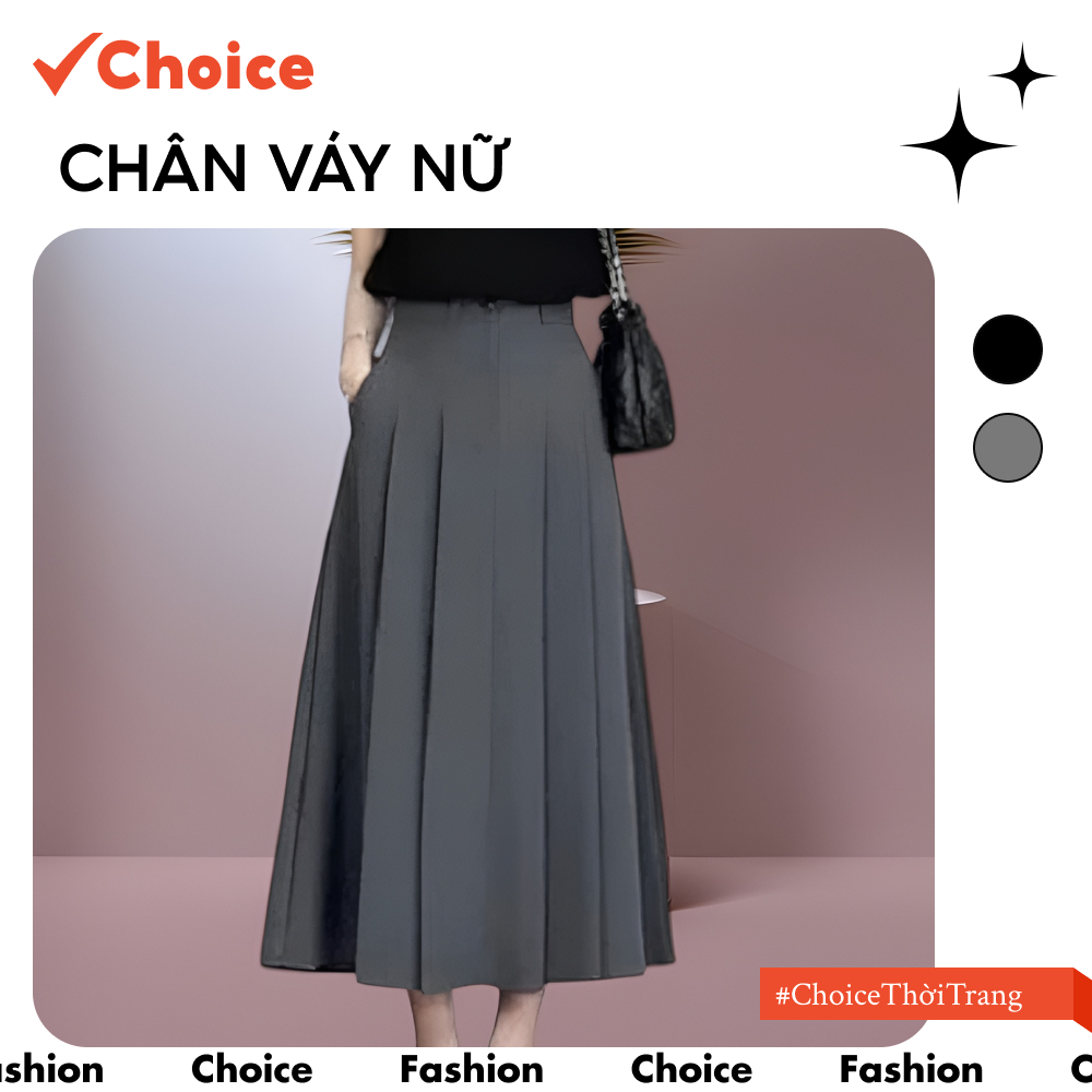 [Choice] [Hàng QC] Chân Váy Nữ FA1-2711-865 Dáng Dài Bigsize Cạp Cao Xếp Ly