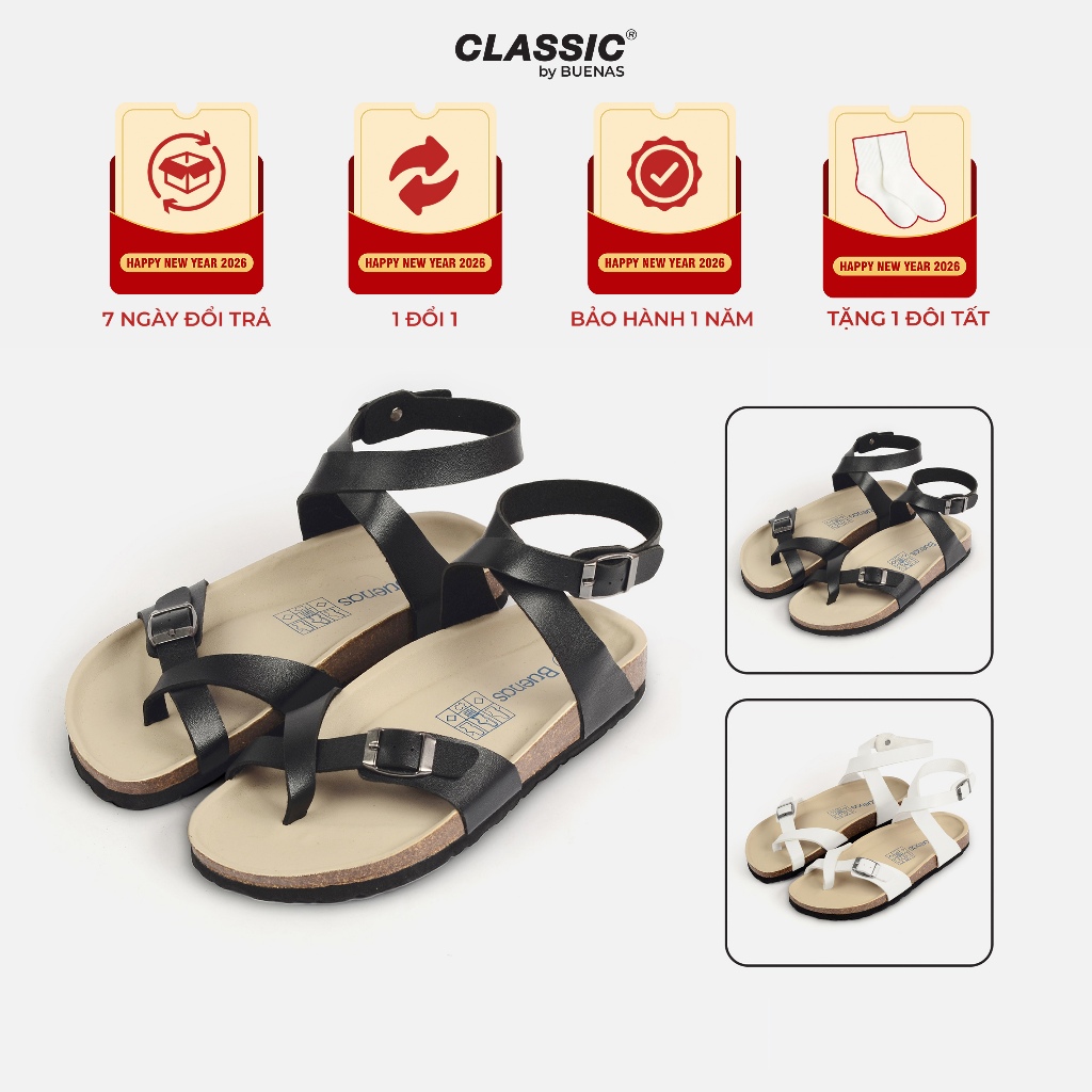 Sandal đế trấu BU06 cổ cao nam nữ unisex birken xỏ ngón Buenas