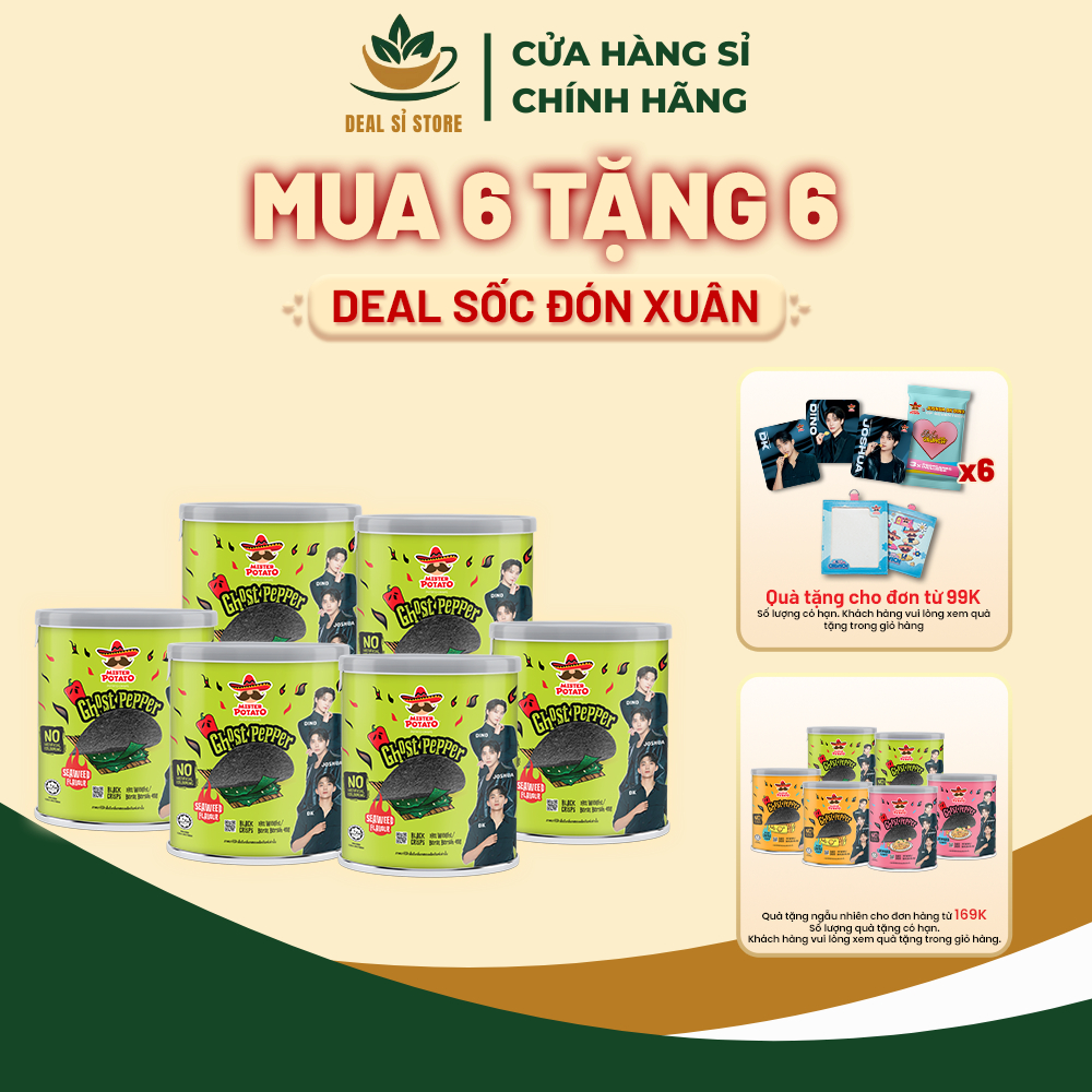 Combo 6 Khoai Tây Mister Potato Ghost Pepper Vị Rong Biển 40G