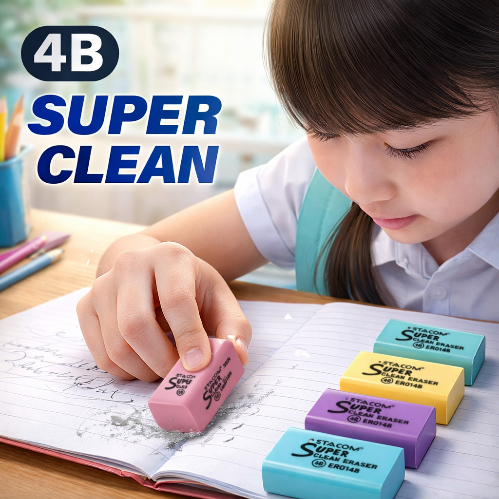 Combo 3/6/10 Gôm 4B | nhiều màu, nhiều kích cỡ, siêu sạch | Stacom ER014B, ER024B