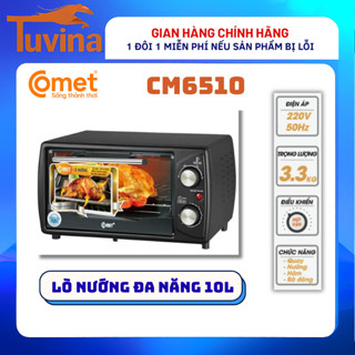 Lò Nướng Điện Comet CM6510 10L 1000W – Nhiệt 100-250°C – Hẹn Giờ 30 Phút – Núm Xoay Cơ