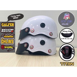 [TẶNG TEM BIKER] Nón Bảo Hiểm CHÍNH HÃNG TITAN - Mũ Bảo Hiểm Nửa Đầu - Sơn Nhiều Màu - Phủ NaNo - Gắn 7 ốc Sa