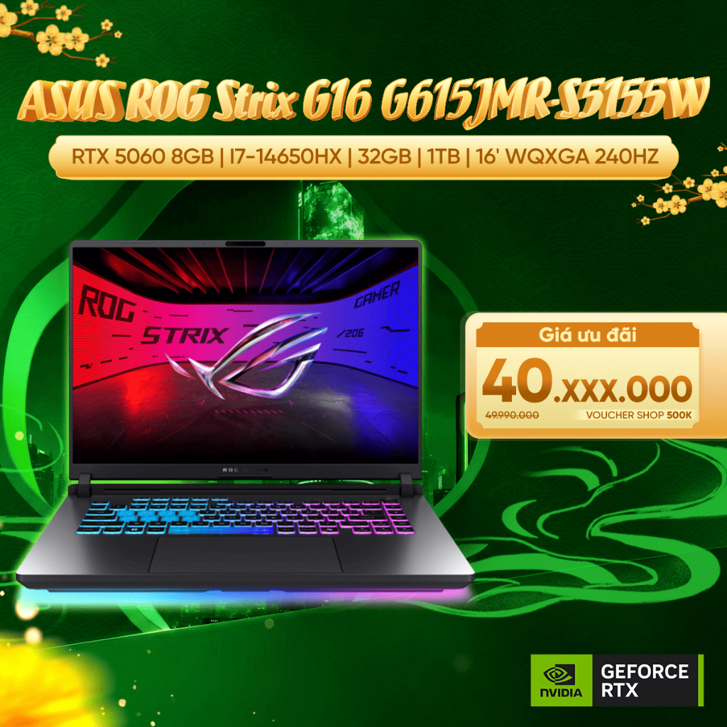 Laptop ASUS ROG Strix G16 G615JMR-S5155W GeForce RTX™ 5060 8GB / Core i7-14650HX / 32GB / 1TB
