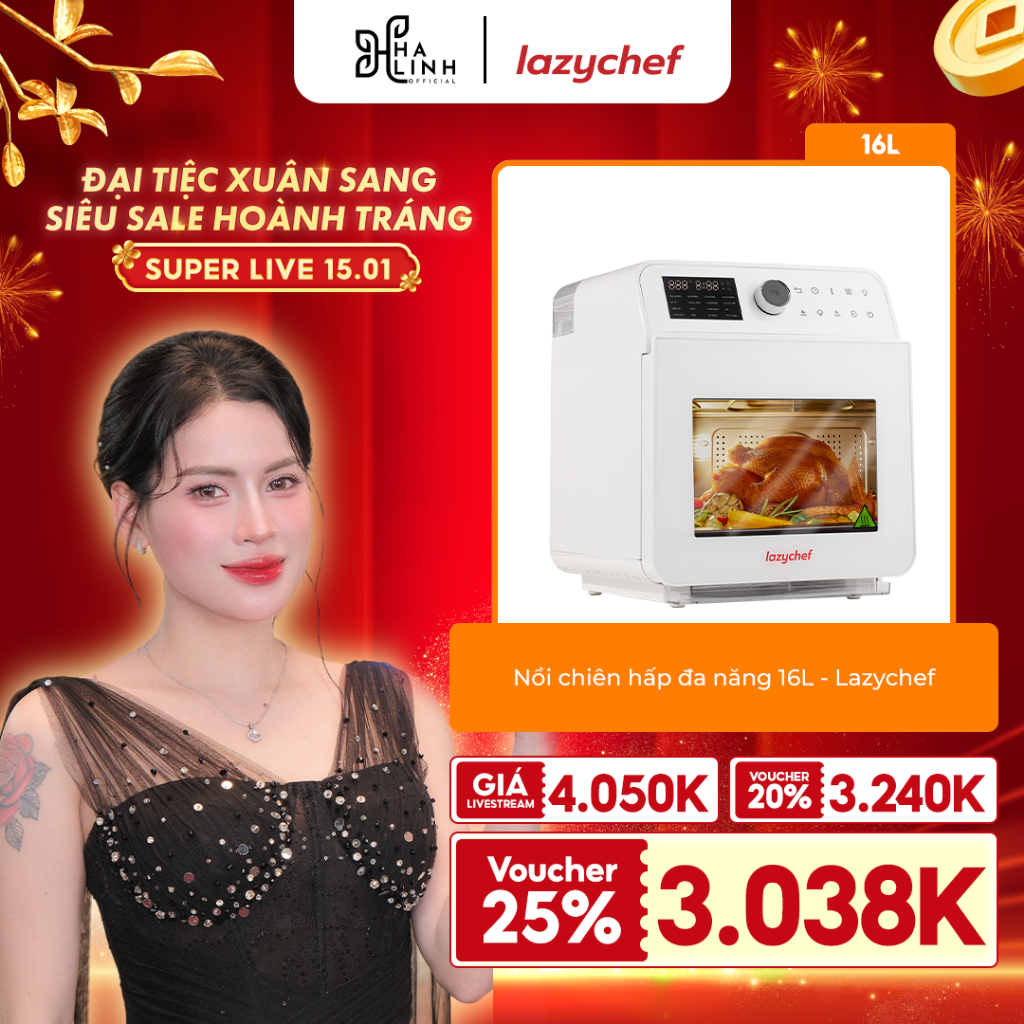 [VHL x Lazychef] Nồi chiên hơi nước đa năng Lazychef 16L - Chiên - Hấp - Nướng