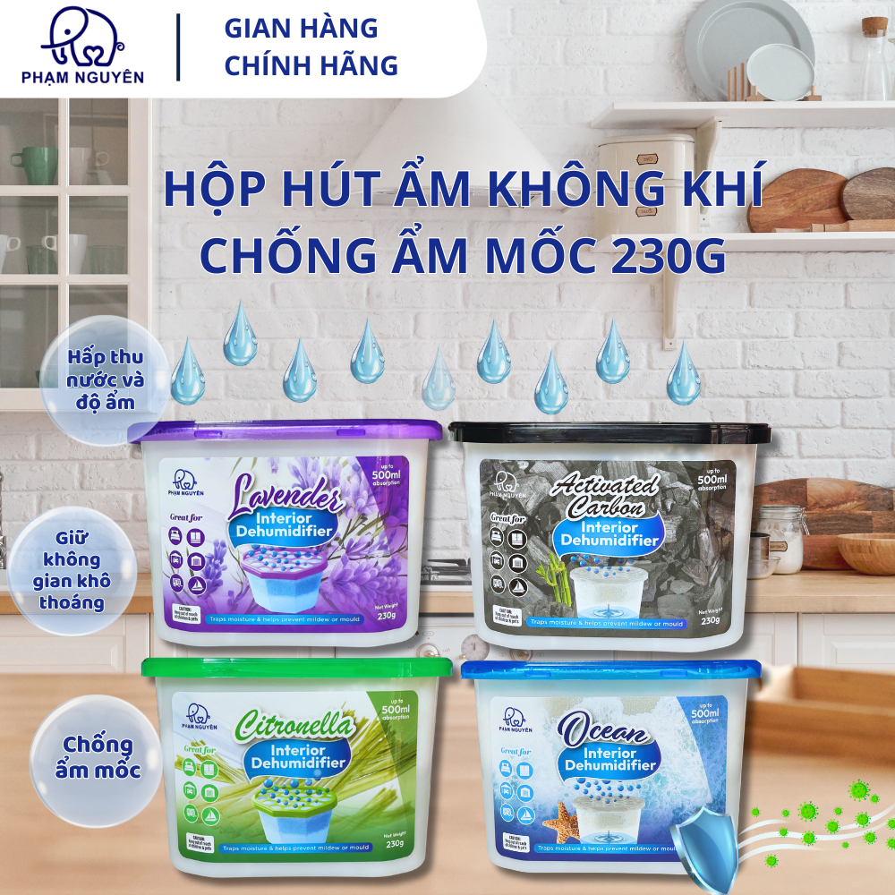 Hộp hút ẩm không khí đa năng chống ẩm mốc, khử mùi cho tủ quần áo, tủ giày, phòng, xe oto 230g - Pnairex
