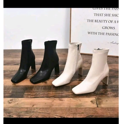 Giày bốt ❤Freeship❤Giày boot cổ thấp gót vuông chuẩn QC full hộp