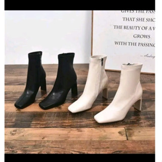 Giày bốt ❤Freeship❤Giày boot cổ thấp gót vuông chuẩn QC full hộp