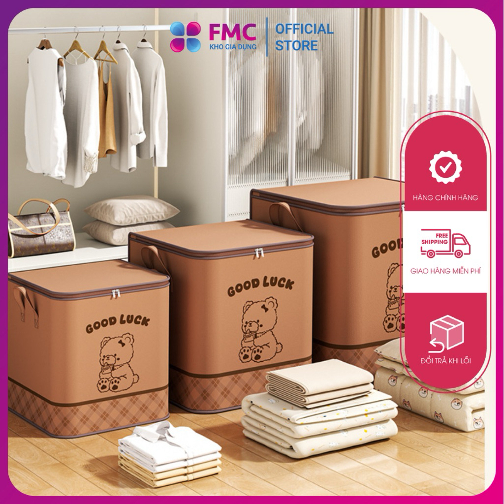 🧸 Gấu May Mắn 🧸 Túi Đựng Chăn Màn Quần Áo Cỡ Lớn 175L (Chống Thấm) . Túi Đựng Quần Áo Gối Mền Cỡ Lớn Có Khoá Kéo