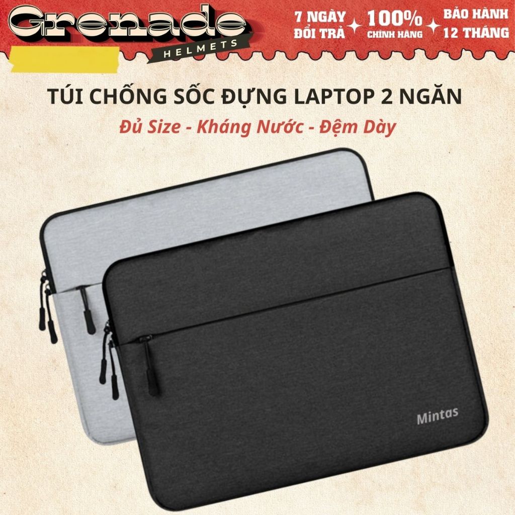 Túi Chống Sốc Laptop 2 Ngăn Đệm Dày 360° – Chống Nước – Mỏng Nhẹ – 13 / 14 / 15.6 Inch