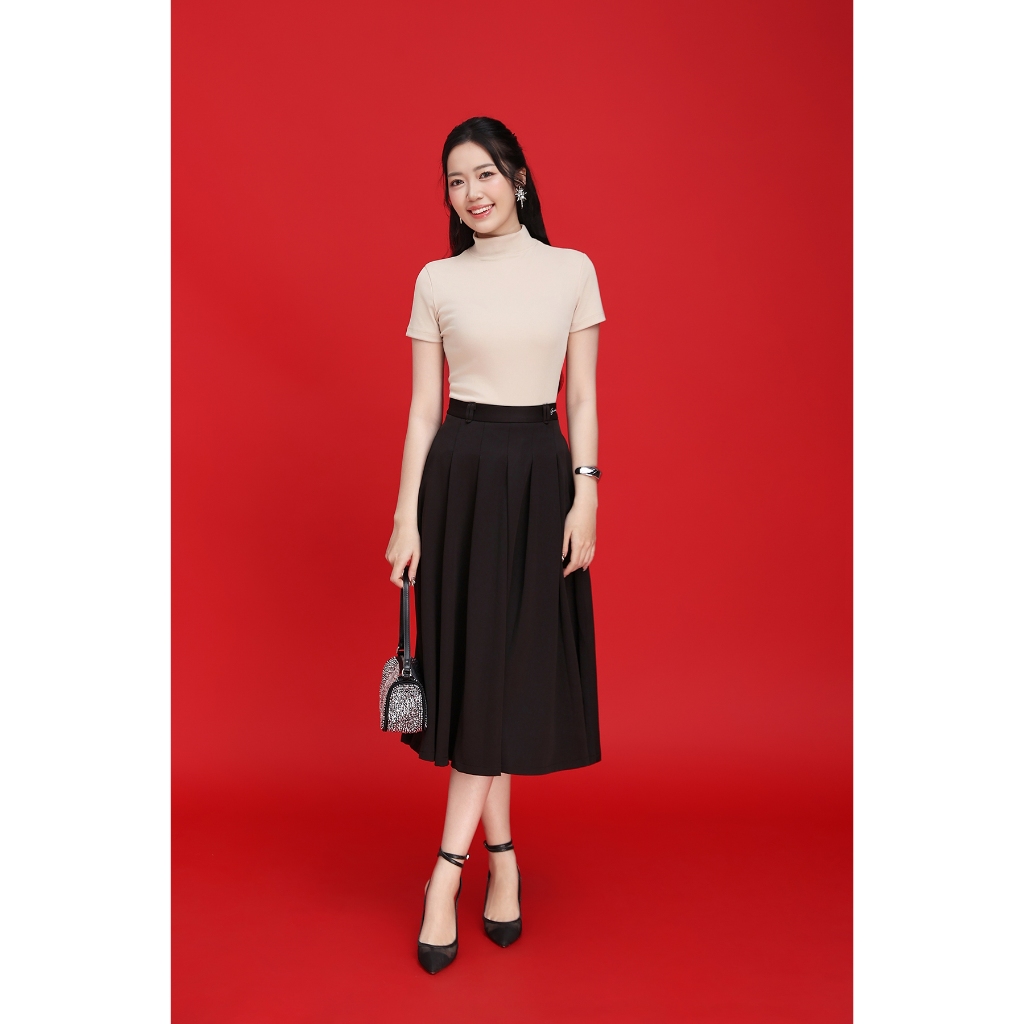Áo Thun Cổ Lọ Nữ GUMAC Áo Thun Gân Tay Ngắn Phom Ôm Co Giãn Nhiều Tôn Dáng LATE1111 | BigBuy360 - bigbuy360.vn