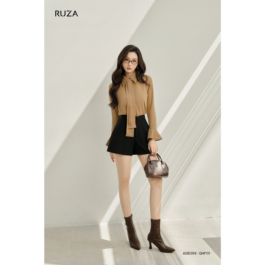 Quần short nữ RUZA lưng cao kiểu dáng công sở QHF111 QHF112
