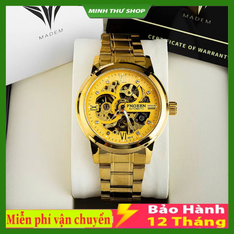 Đồng Hồ Cơ Nam Fngeen 6018 Đính Đá Sang Trọng , Chống Nước , cơ lộ máy chính hãng sang trọng