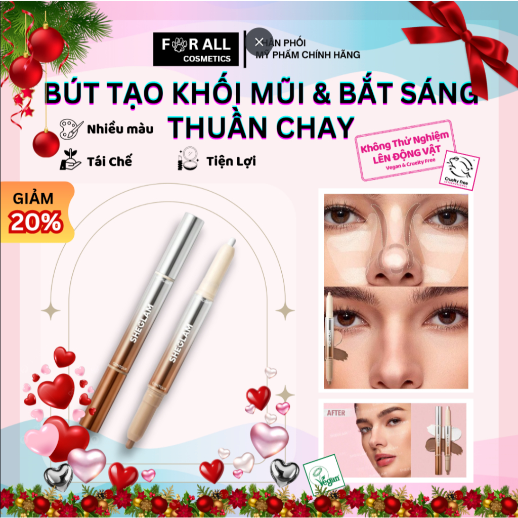 [CHÍNH HÃNG] Bút Tạo Khối Mũi & Bắt Sáng 2 Trong 1 Thuần Chay - Fine Line 2-In-1 Nose Contour & High