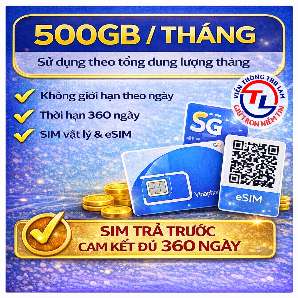 SIM Vinaphone U1500 500GB/Tháng Dùng 12 Tháng - ảnh 5