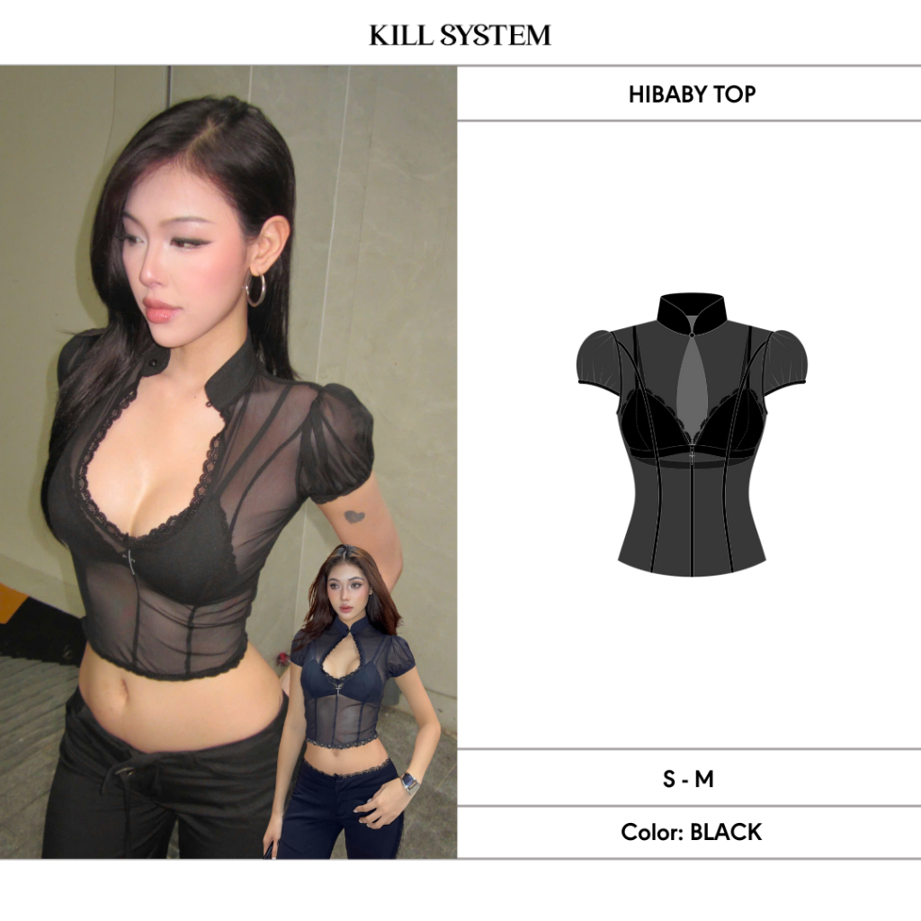 Áo xuyên thấu khoét cổ kèm bra HIBABY - 𝐊𝐈𝐋𝐋 𝐒𝐘𝐒𝐓𝐄𝐌 | BigBuy360 - bigbuy360.vn