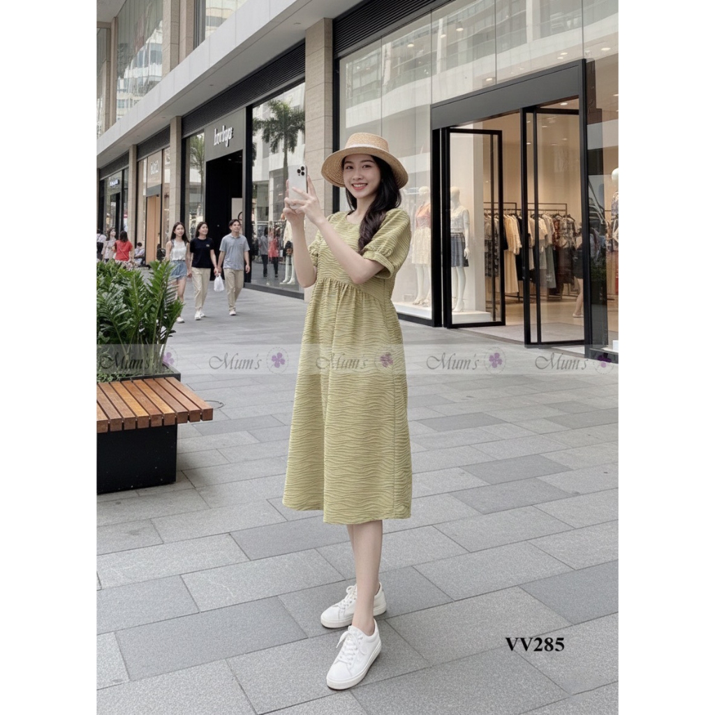 Váy bầu babydoll xinh xắn dễ thương Mum's shop VV285 mát mẻ mẹ bầu mặc hè thoải mái