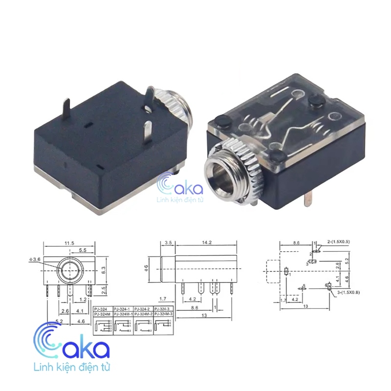 Jack Audio cái 3.5 Ốc Vặn PJ-324M 3PIN