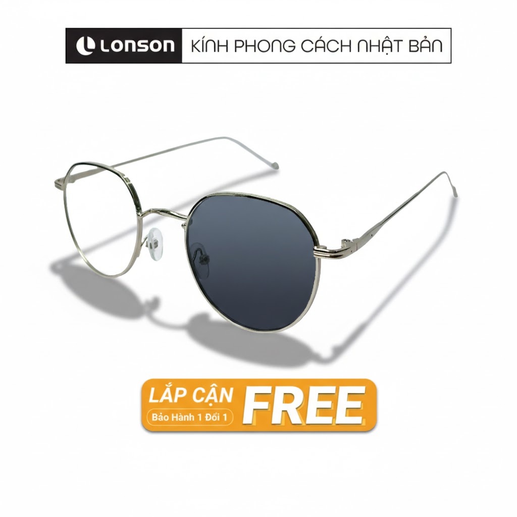Kính Cận Dáng Tròn Chất Liệu Kim Loại Chống UV, Chống Ánh Sáng Xanh, Kính Đổi Màu Lonson L92
