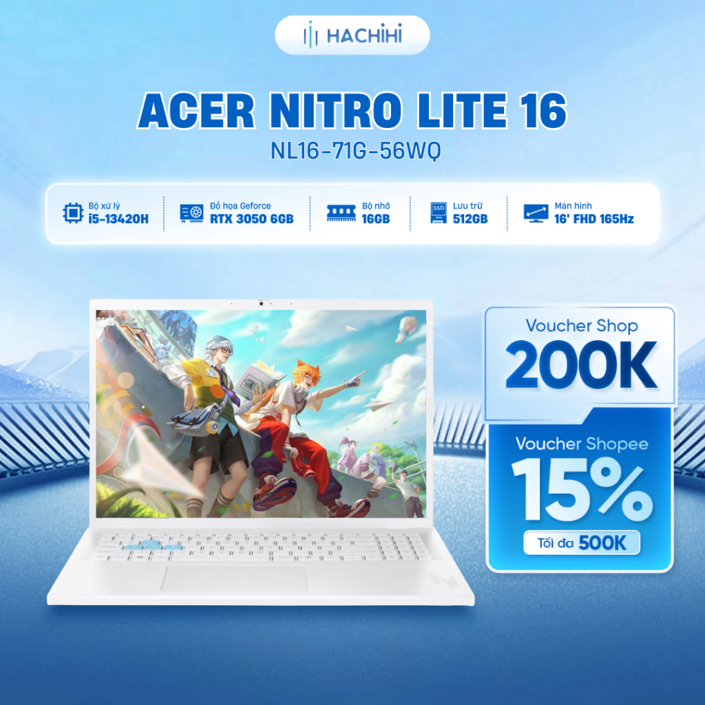 Laptop Acer Gaming Nitro Lite 16 NL16-71G-56WQ i5-13420H | RTX™ 3050 6GB | 16GB | 512GB | 16' FHD+ I