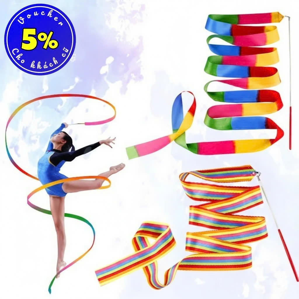 Dây Ruy Băng Múa Thể Dục Nhịp Điệu Nhiều Màu – Gậy Múa Ribbon Dance , Văn Nghệ & Vận Động Ngoài Trời