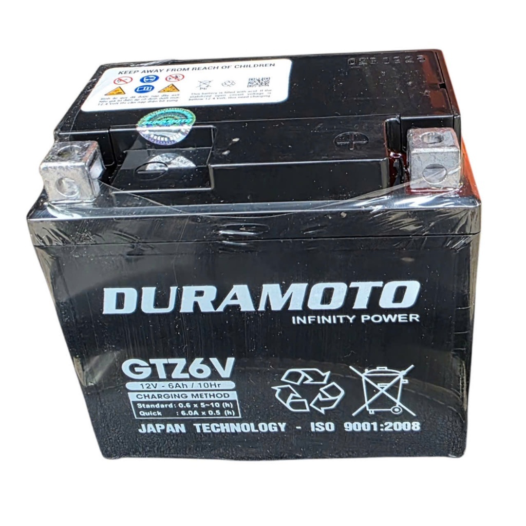 Ắc quy xe máy Honda Lead, Vision, SH125/150cc, SH Mode, PCX, Air blade_ Duramoto GTZ6V 12V 6Ah