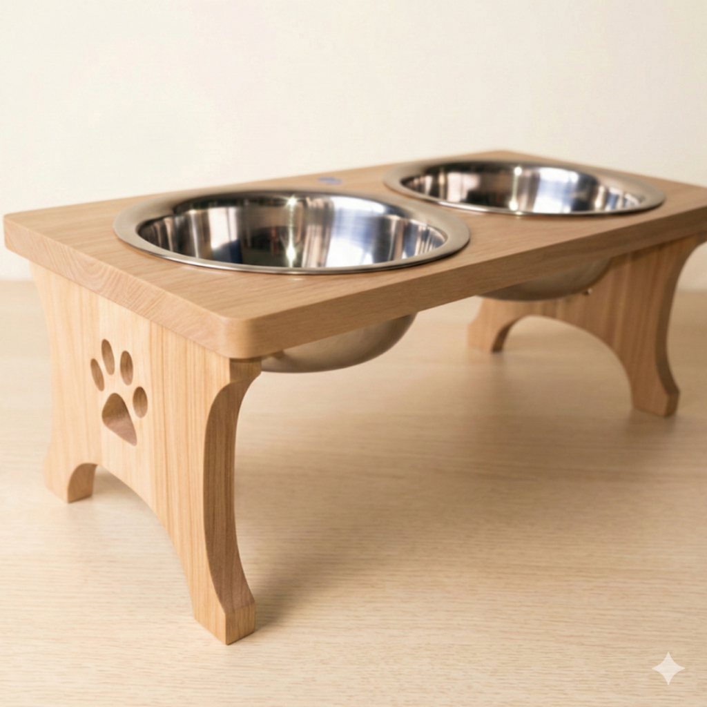 Bát Ăn Cho Chó To PETCO GLOBAL |  Bằng Gỗ tự nhiên Chống Nước, Bát Inox 304 - Vệ Sinh Dễ Dàng